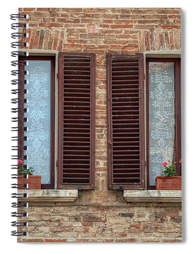 Tuscany Spiral Notebook featuring the photograph Window Flowers of Tuscany by David Letts
