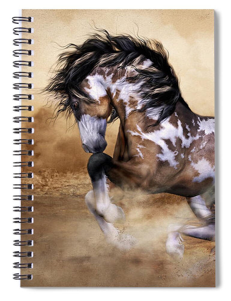 Wild Free Horse Art Spiral Notebook featuring the digital art Wild and Free Horse Art by Shanina Conway
