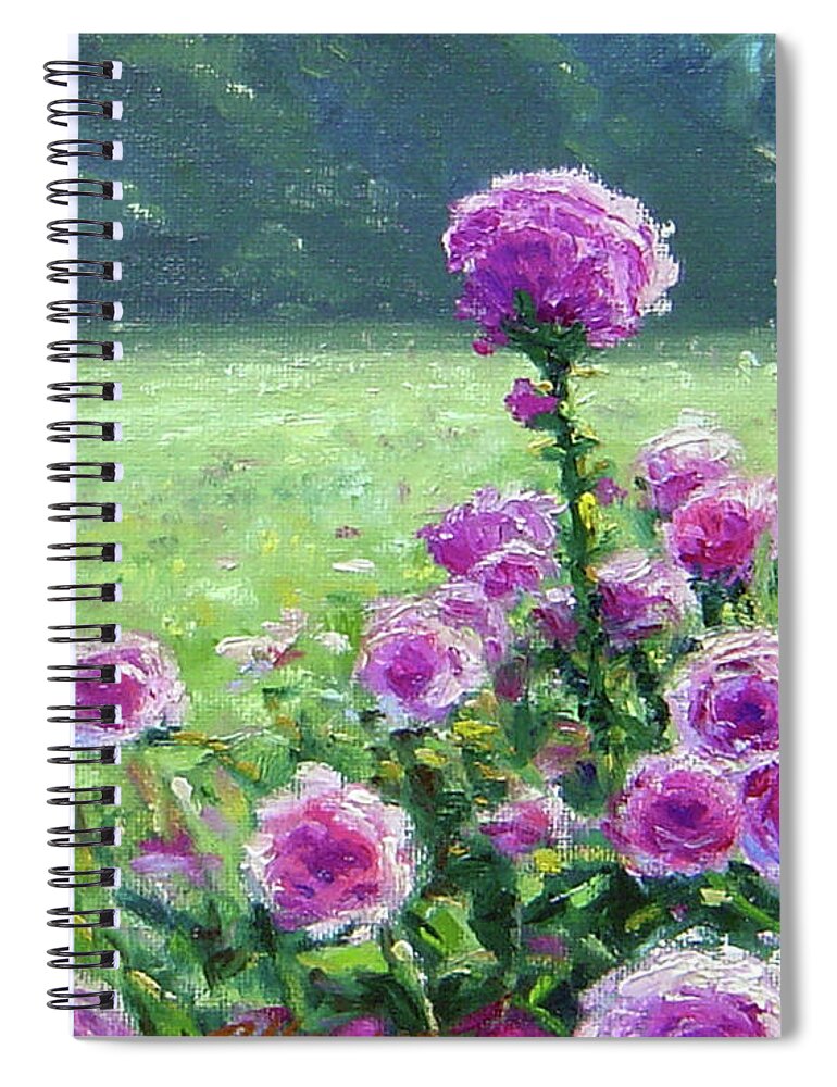 Garden Spiral Notebook featuring the painting Wild Roses by Rick Hansen