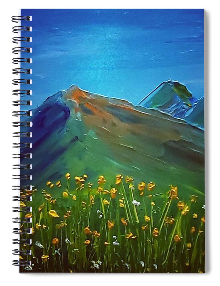 Landscape Spiral Notebook featuring the painting Wildflower Mountain by Amy Kuenzie