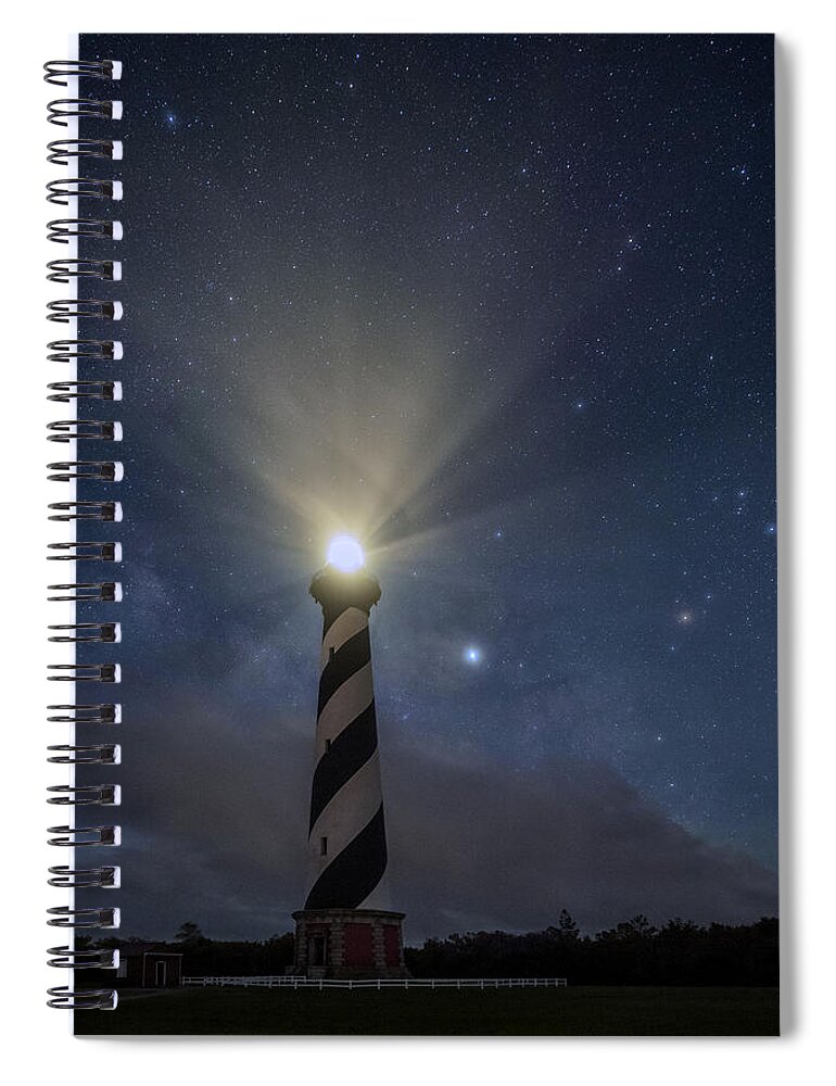 North Carolina Spiral Notebook featuring the photograph Wind Over Hatteras Light by Robert Fawcett