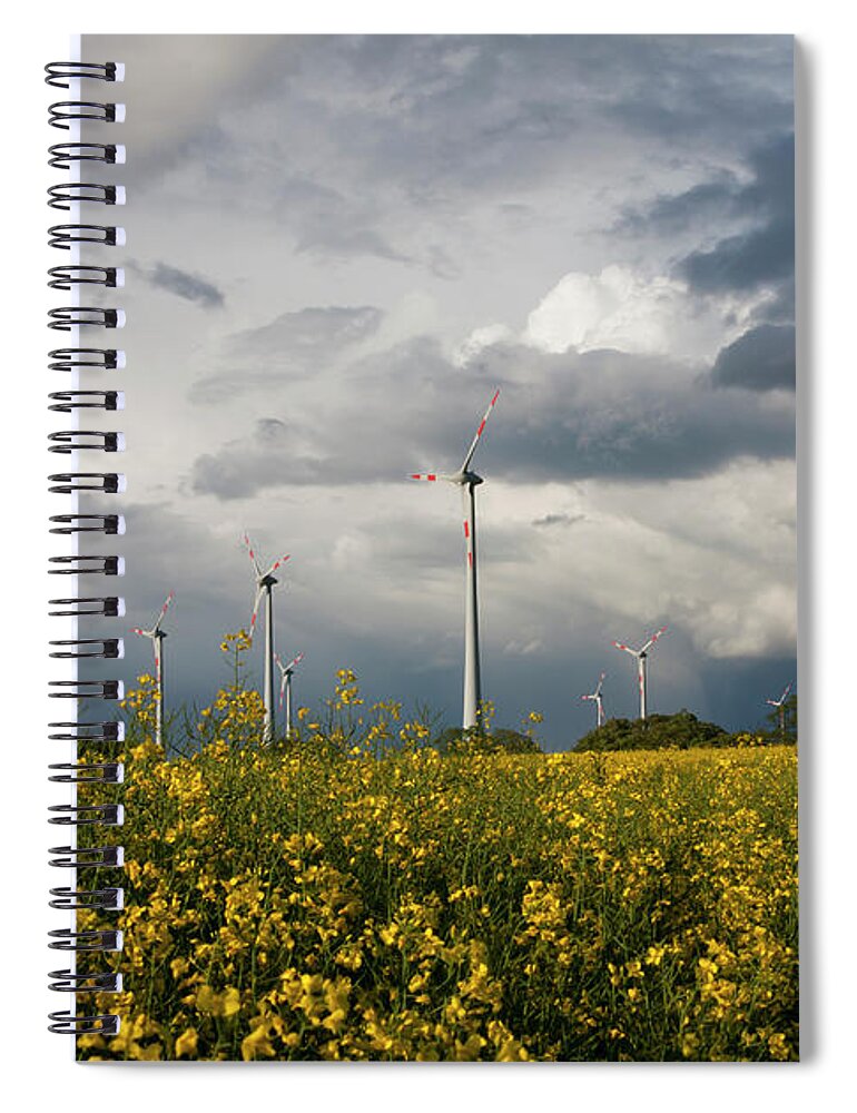 Environmental Conservation Spiral Notebook featuring the photograph Wind Turbines by Typo-graphics
