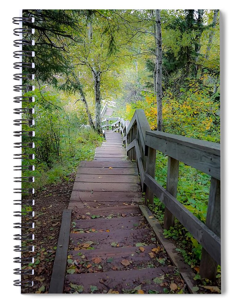 Tettegouche State Park Spiral Notebook featuring the photograph Winding Stairs in Autumn by Susan Rydberg