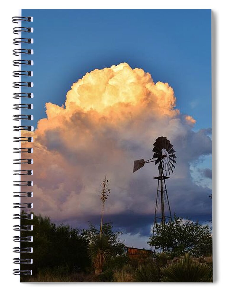 Cloud Spiral Notebook featuring the photograph Windmill Ridge Sunset by Janet Marie