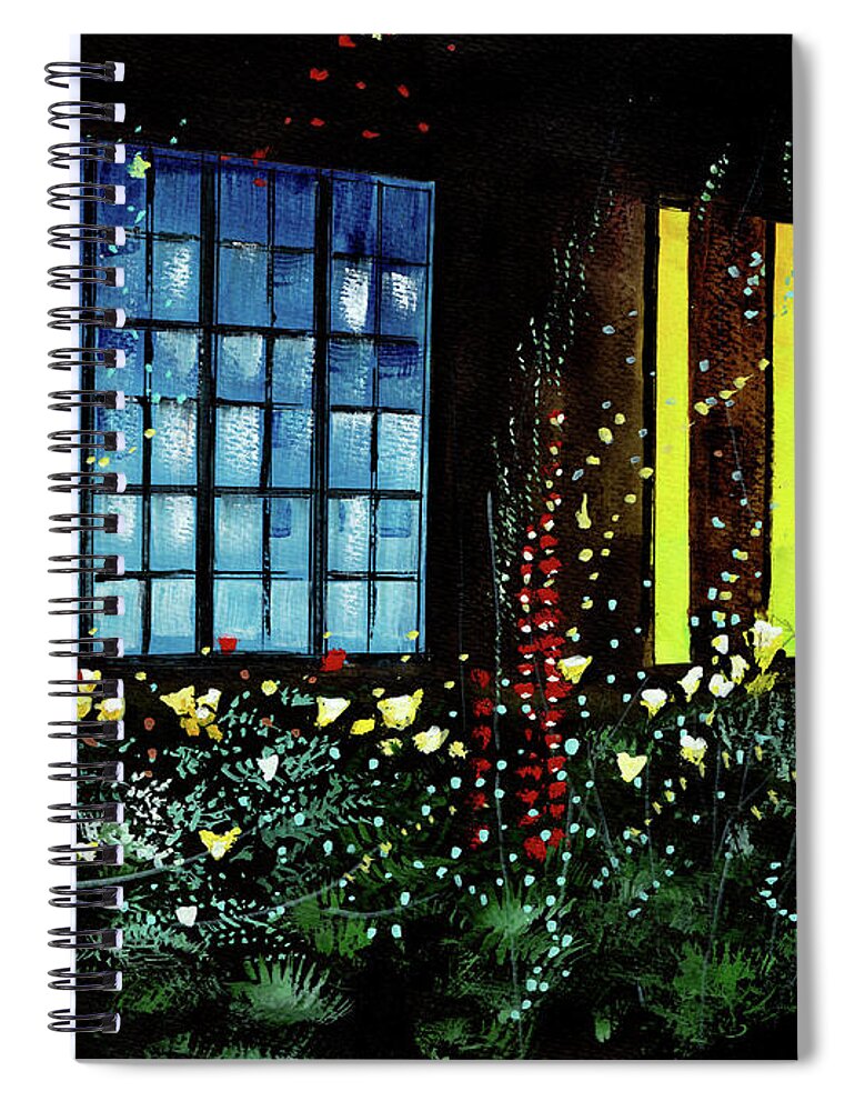 Nature Spiral Notebook featuring the painting Window 2 by Anil Nene