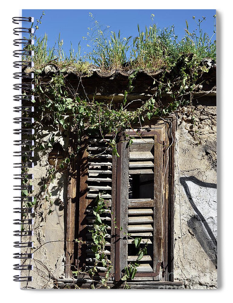 Plaka Spiral Notebook featuring the photograph Window in a ruined house by George Atsametakis
