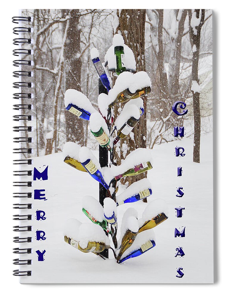 Christmas Card Spiral Notebook featuring the photograph Wine bottle sculpture Christmas card by Aimee L Maher ALM GALLERY