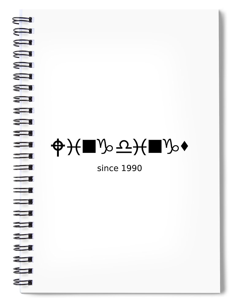 Richard Reeve Spiral Notebook featuring the digital art Wingdings since 1990 - Black by Richard Reeve