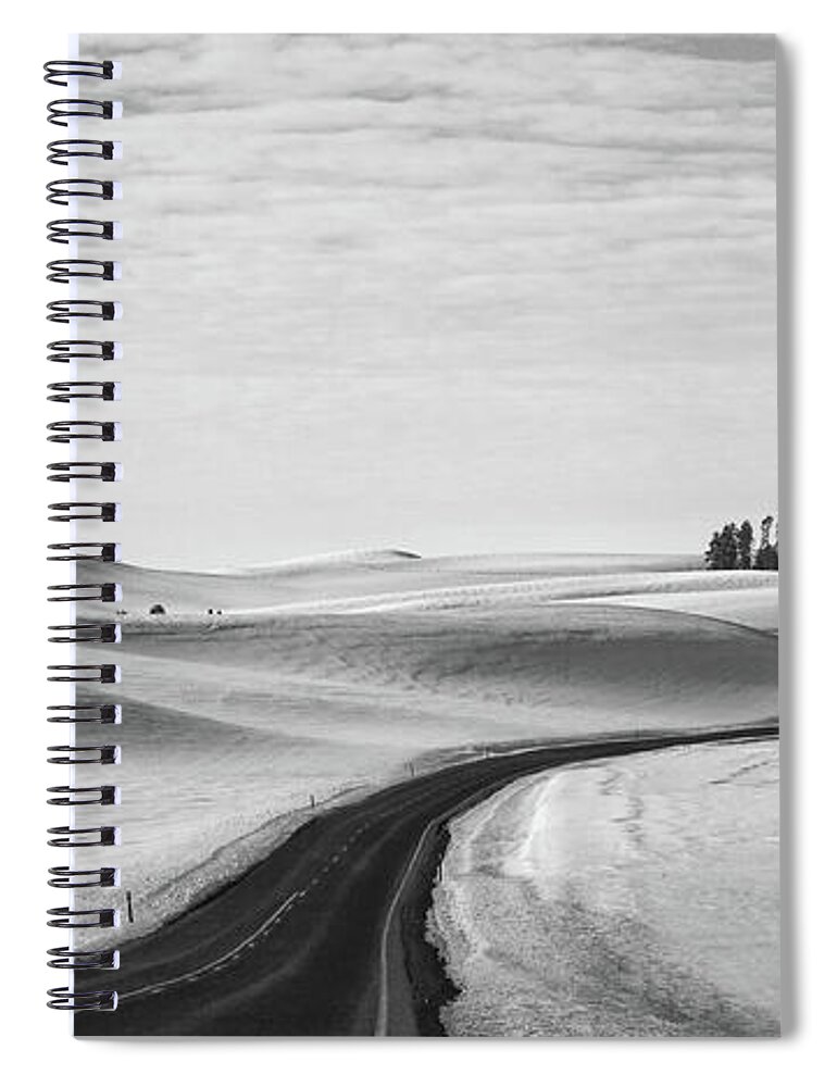 Winter Spiral Notebook featuring the photograph Winter Country Road 2 BW by Tatiana Travelways