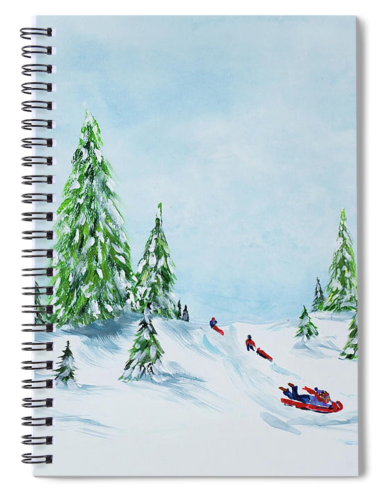 Winter Spiral Notebook featuring the painting Winter Fun II by Julie Derice