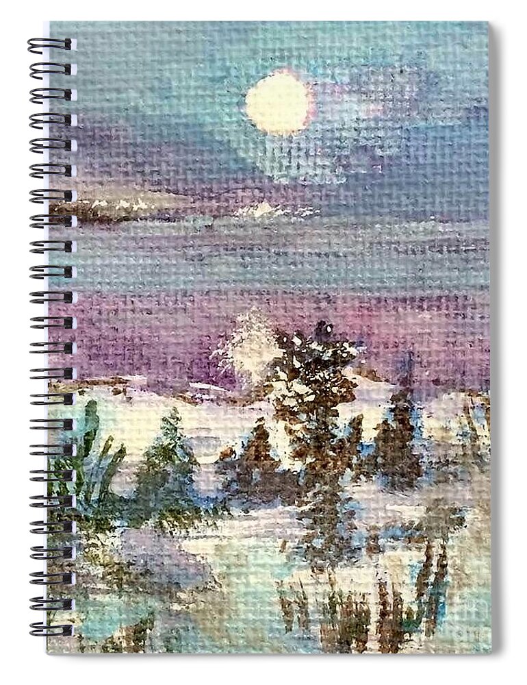 Full Moon Spiral Notebook featuring the painting Winter Moon Energy by Deb Stroh-Larson