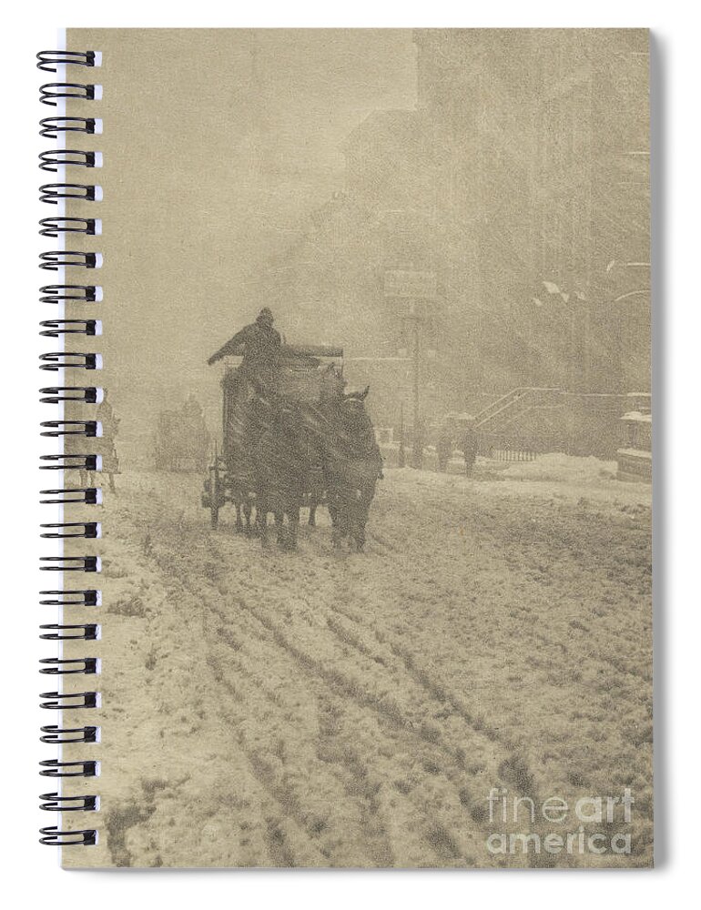 Alfred Stieglitz Spiral Notebook featuring the photograph Winter on Fifth Avenue, 1893 by Alfred Stieglitz