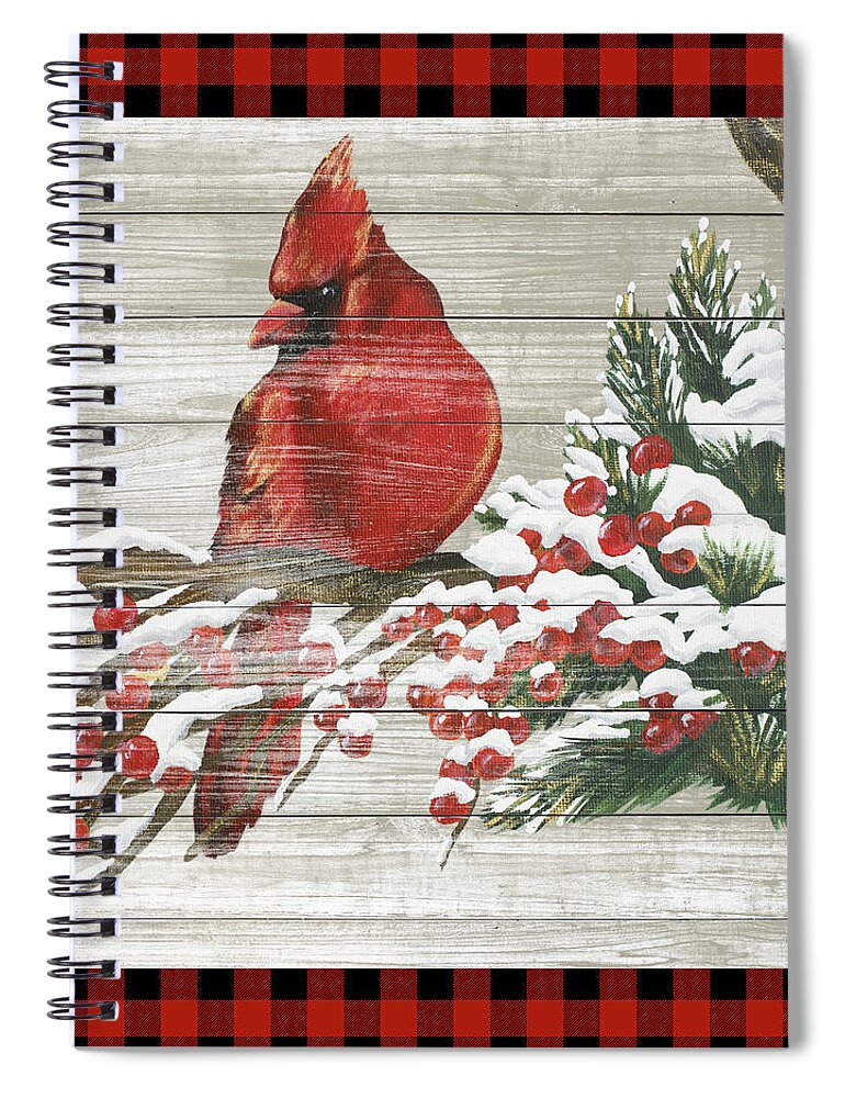 Winter Spiral Notebook featuring the painting Winter Red Bird IIi by Tiffany Hakimipour