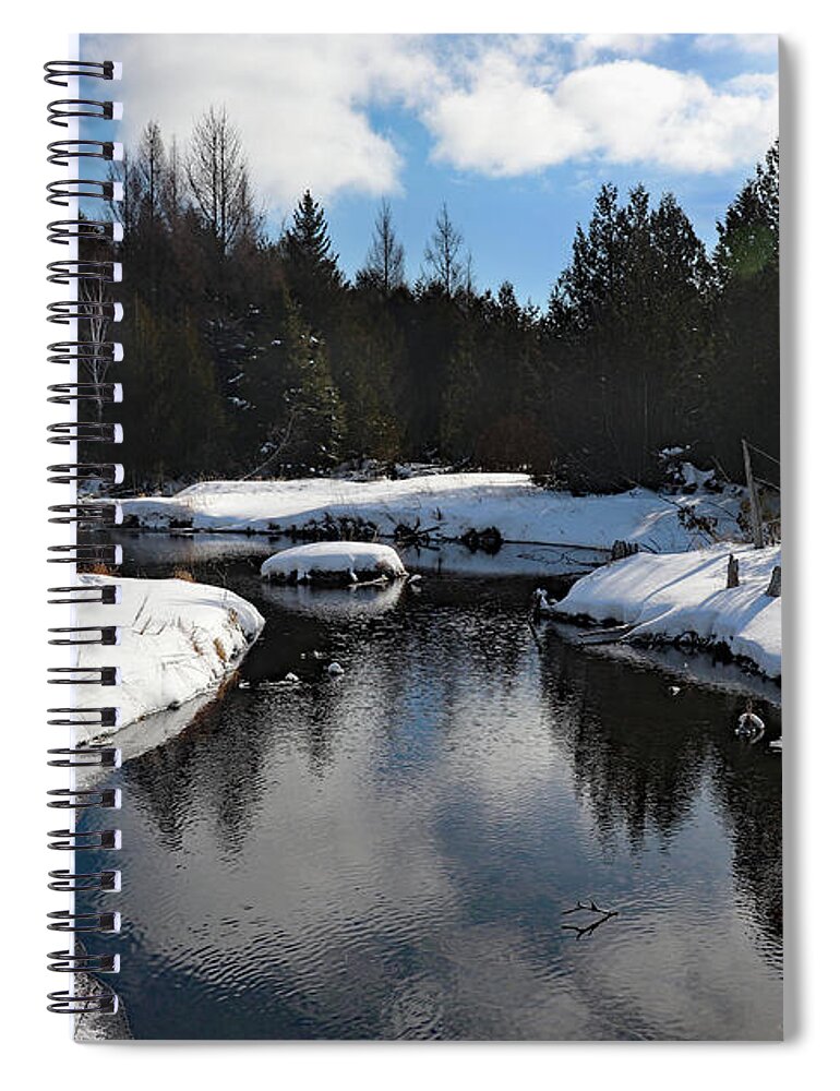 Three Springs Nature Preserve Spiral Notebook featuring the photograph Winter Reflection at Three Springs by David T Wilkinson