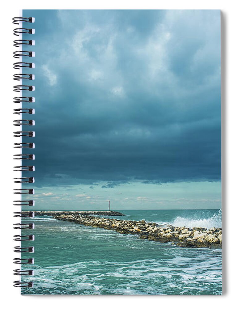 Bari Spiral Notebook featuring the photograph Winter Sea by Sabino Parente Photographer - Www.sabinoparente.com