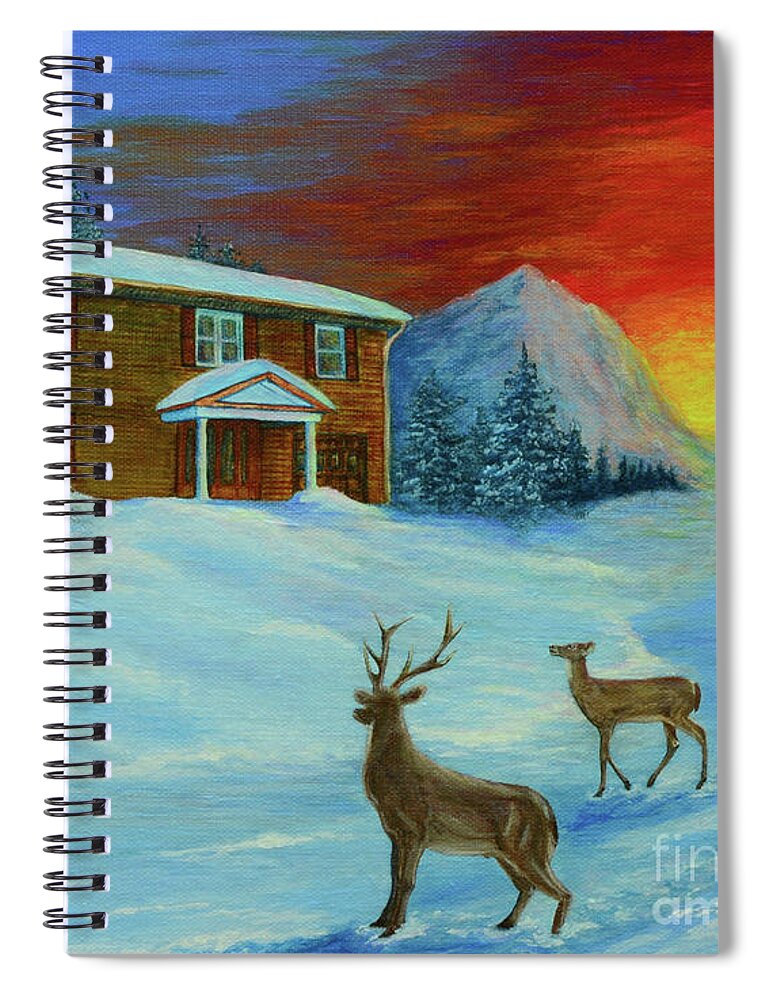 Snow Spiral Notebook featuring the painting Winter Sunrise by Aicy Karbstein