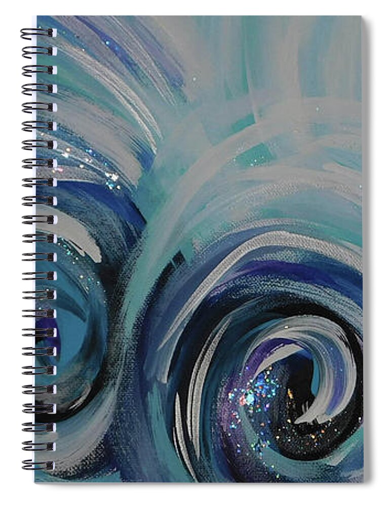 Abstract Spiral Notebook featuring the painting Winter Winds by Karen Mesaros