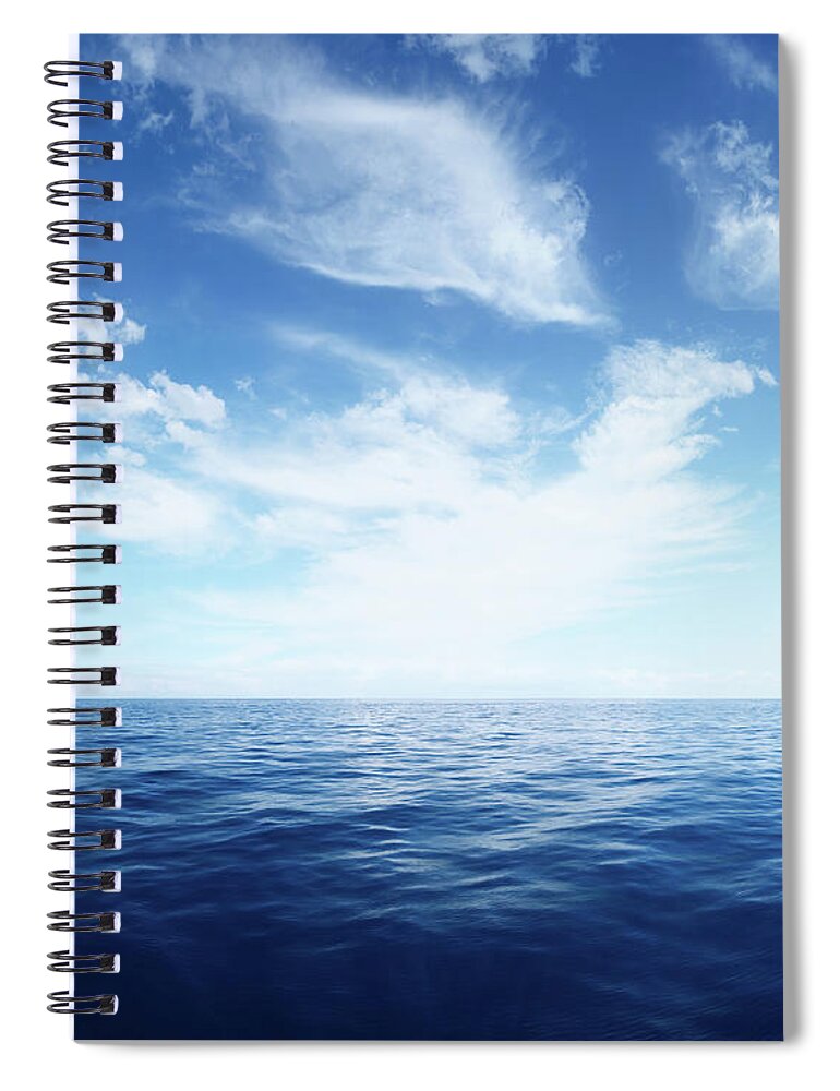 Scenics Spiral Notebook featuring the photograph Wispy Clouds Over Deep Blue Ocean by Turnervisual