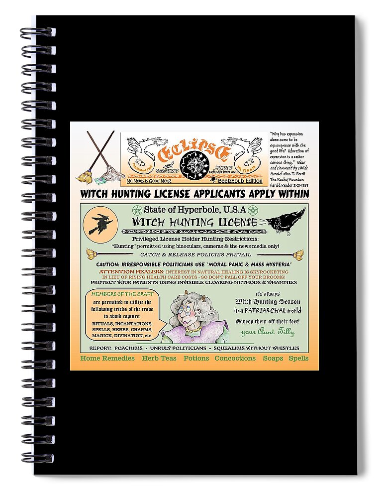 Reporter Art Spiral Notebook featuring the mixed media Witch Hunting License by Dawn Sperry