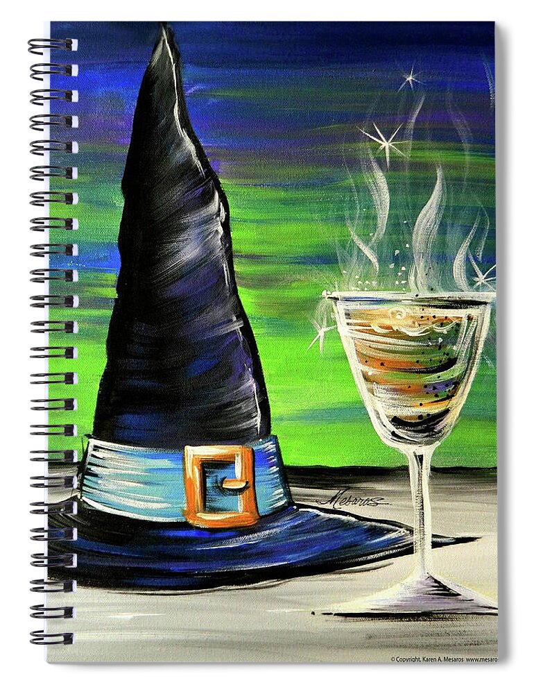 Halloween Spiral Notebook featuring the painting Witches Brew by Karen A Mesaros