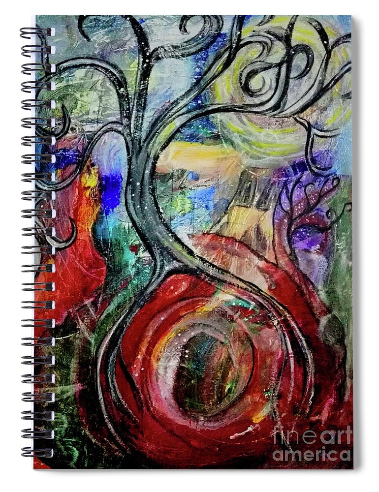 Tree Spiral Notebook featuring the painting Witching Tree by Mimulux Patricia No