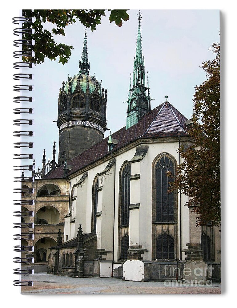 Prott Spiral Notebook featuring the photograph Wittenberg Castle Church 1 by Rudi Prott