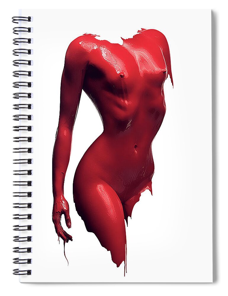 Woman Spiral Notebook featuring the photograph Woman body red paint by Johan Swanepoel