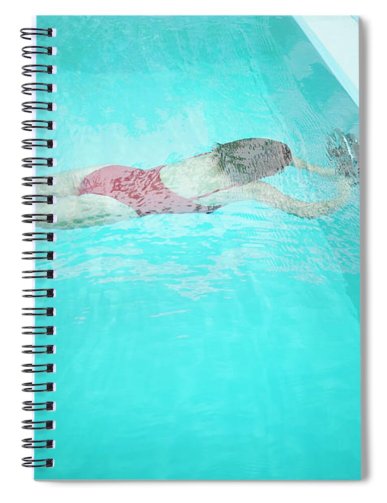 Diving Into Water Spiral Notebook featuring the photograph Woman Diving In Pool by Fred Froese