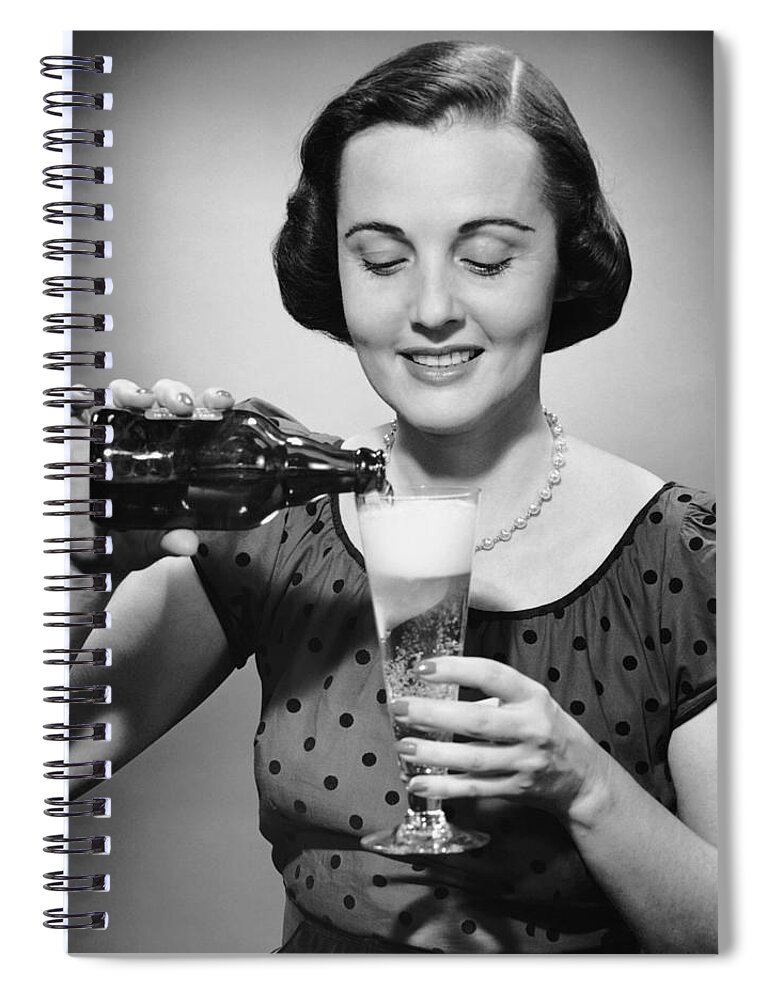 People Spiral Notebook featuring the photograph Woman Pouring Alcoholic Beverage by George Marks