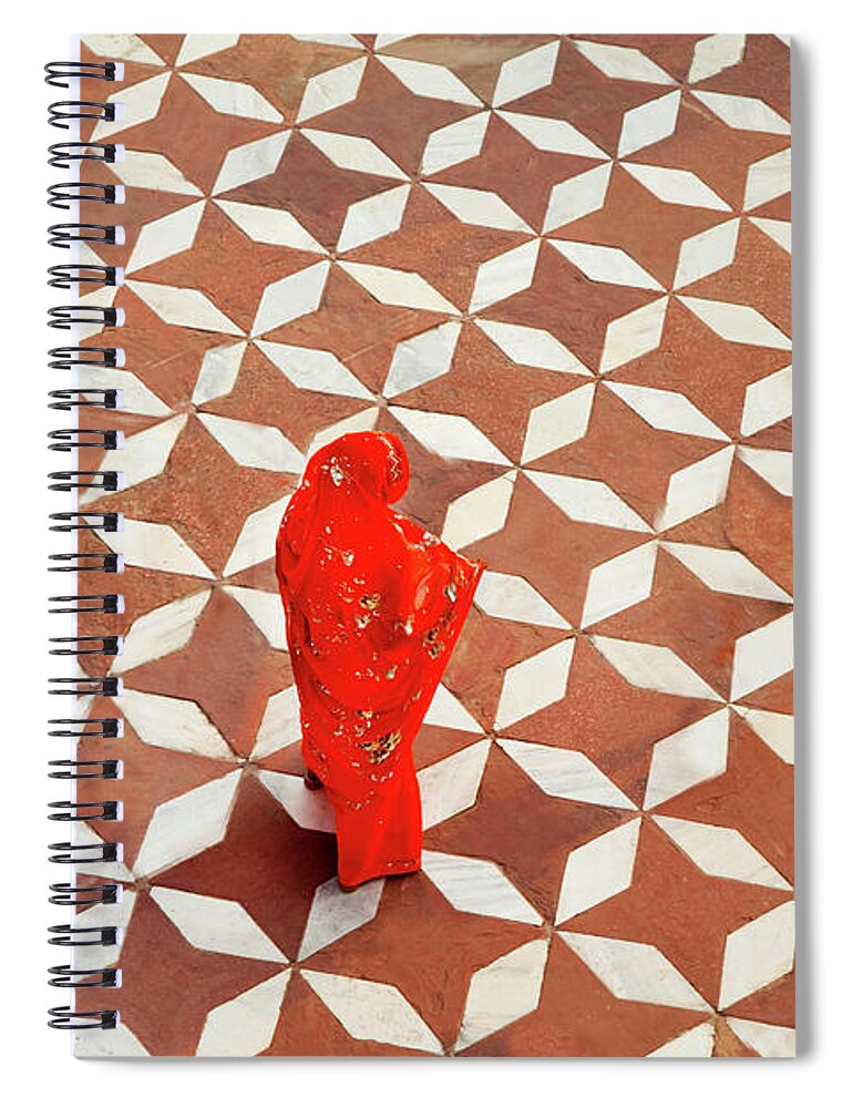 People Spiral Notebook featuring the photograph Woman Standing On Designed Flooring by Grant Faint