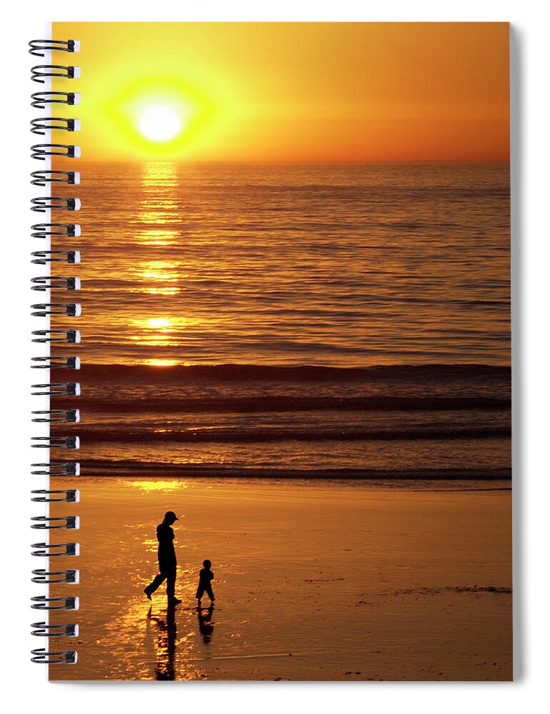 Toddler Spiral Notebook featuring the photograph Woman With Child On Beach by Skyak