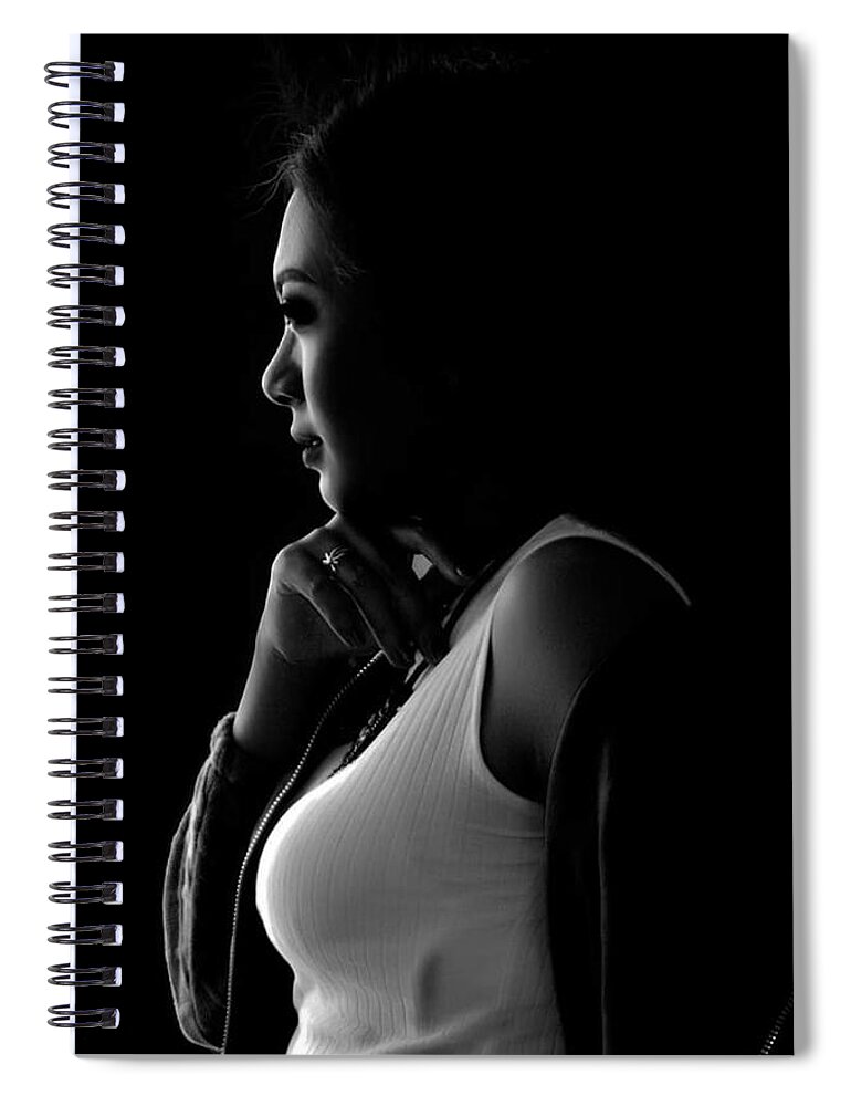 Potrait Spiral Notebook featuring the photograph Women In Light by Afif R Roviki
