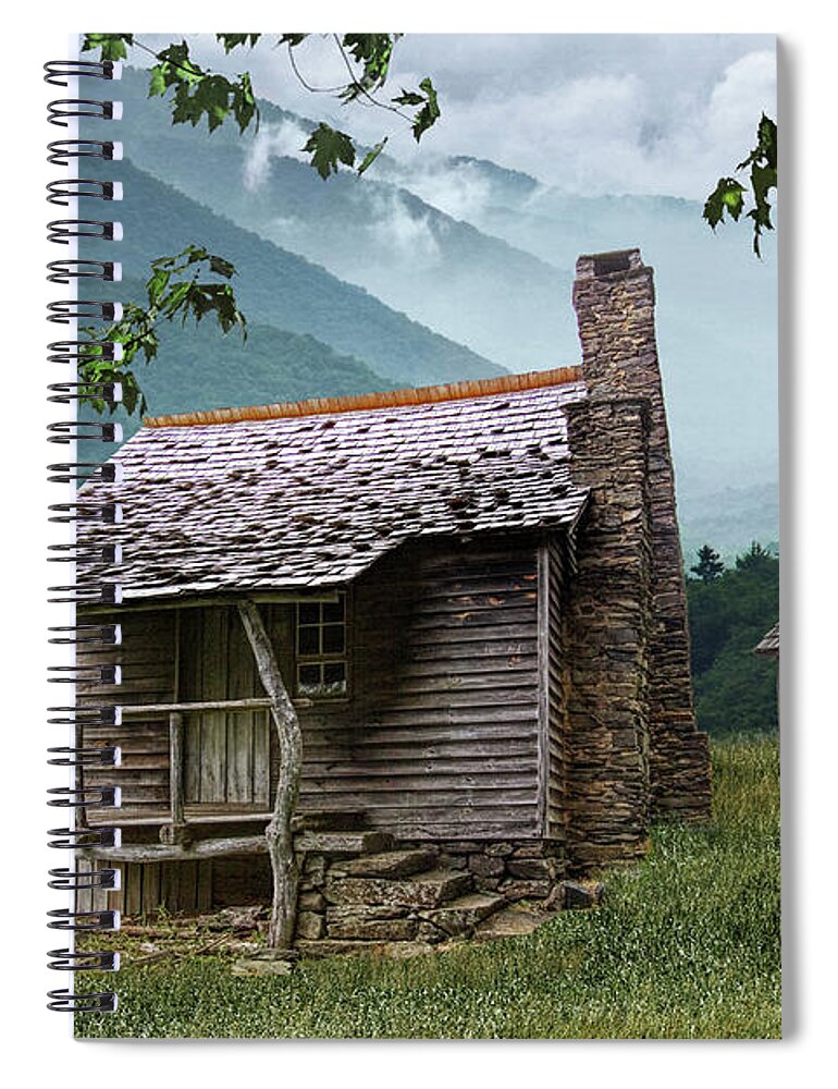 Art Spiral Notebook featuring the photograph Wood Cabin in the Hills by Randall Nyhof