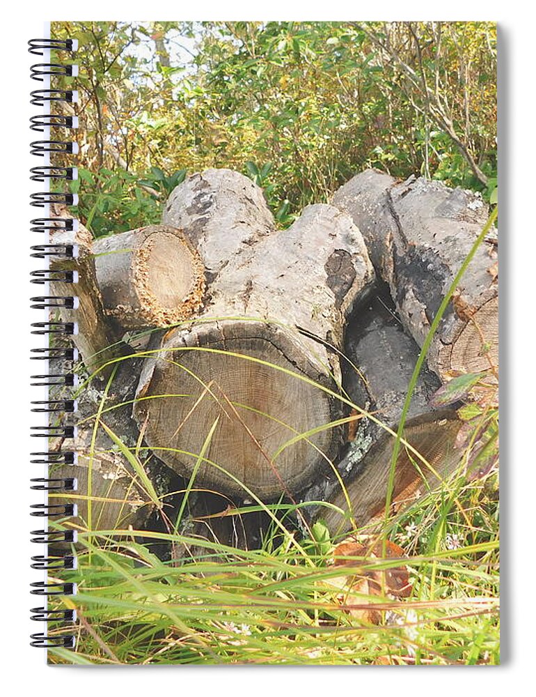 Firewood For Warmth During Those Cold Poconos Winters Spiral Notebook featuring the photograph Firewood For Warmth During Those Cold Poconos Winters by Barbra Telfer