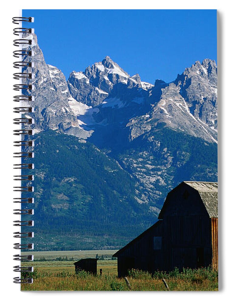 Snow Spiral Notebook featuring the photograph Wooden Mormon Row Barn, Built In The by John Elk