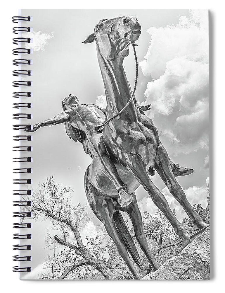 Statue Spiral Notebook featuring the photograph Woodward Park Appeal to The Great Spirit Statue by Bert Peake