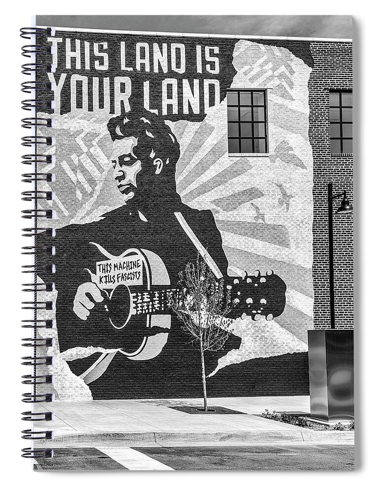 Oklahoma Spiral Notebook featuring the photograph Woody Guthrie Center Resized for large printing by Bert Peake