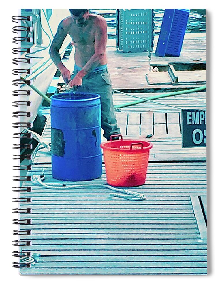 Employees Only Spiral Notebook featuring the photograph Working Dock by Debra Grace Addison