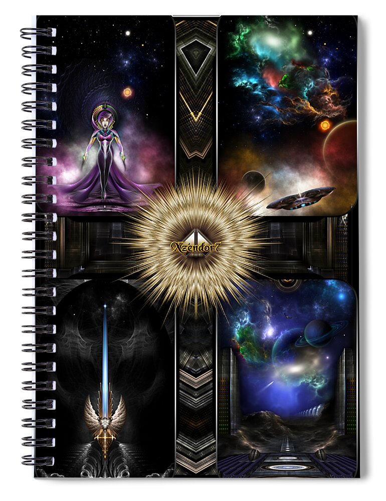 Quadology Spiral Notebook featuring the digital art Xzendor7 Quadology Of Fractal Fantasy Art by Xzendor7