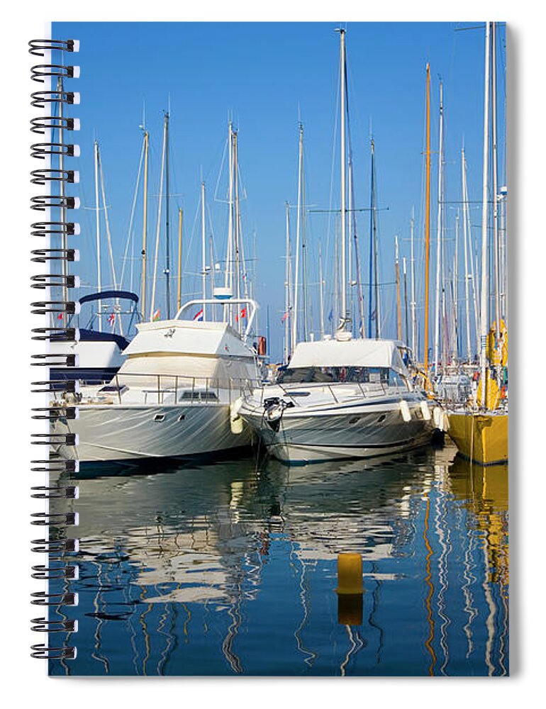French Riviera Spiral Notebook featuring the photograph Yachts In Marina At Hyeres by David C Tomlinson