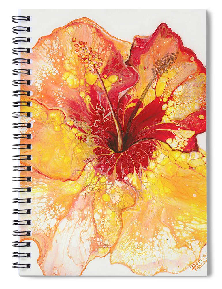 Hibiscus Spiral Notebook featuring the painting Yellow and Red Hibiscus by Darice Machel McGuire
