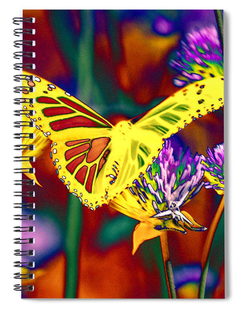 Yellow Monarch Butterfly Spiral Notebook featuring the photograph Yellow Monarch Butterfly by Tom Kelly