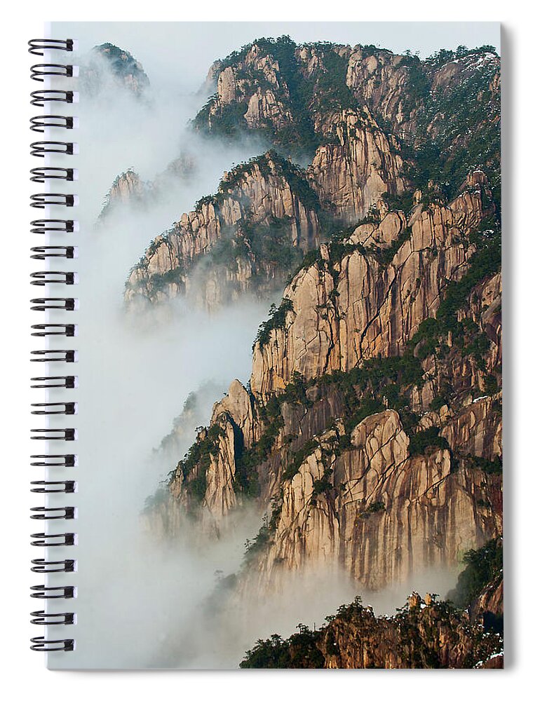 Scenics Spiral Notebook featuring the photograph Yellow Mountain In Fog by Photo By Prasit Chansareekorn