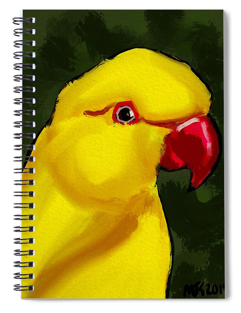 Birds Spiral Notebook featuring the digital art Yellow Parrot by Michael Kallstrom