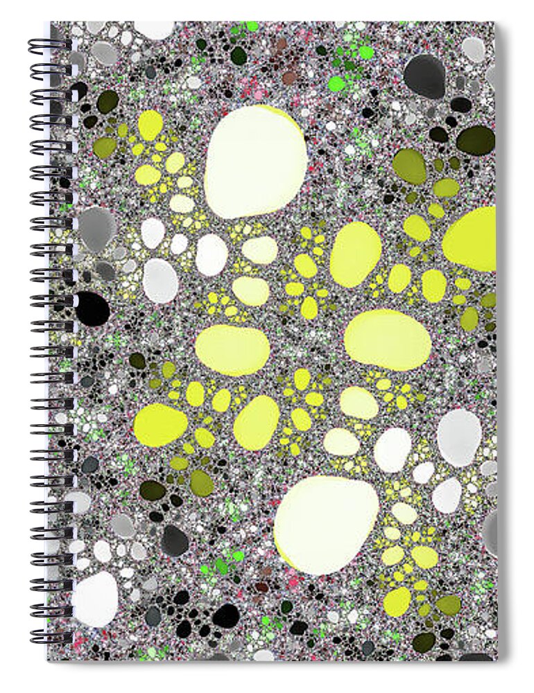 Abstract Spiral Notebook featuring the digital art Yellow Puddles Deluxe Art by Don Northup