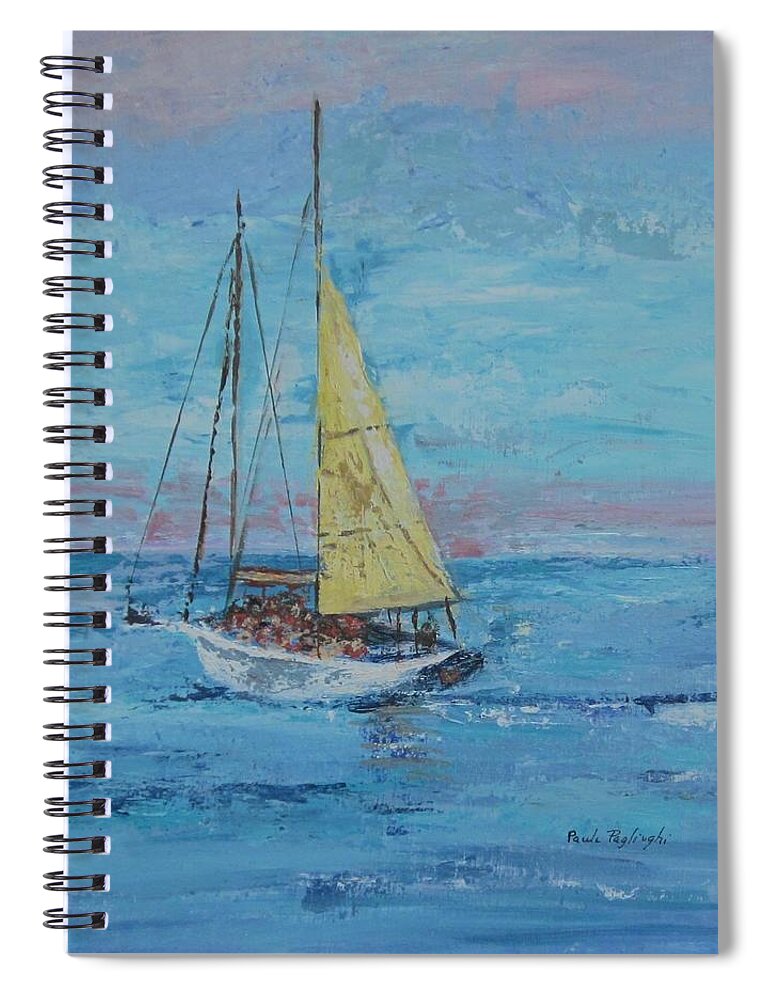 Painting Spiral Notebook featuring the painting Yellow Sail by Paula Pagliughi