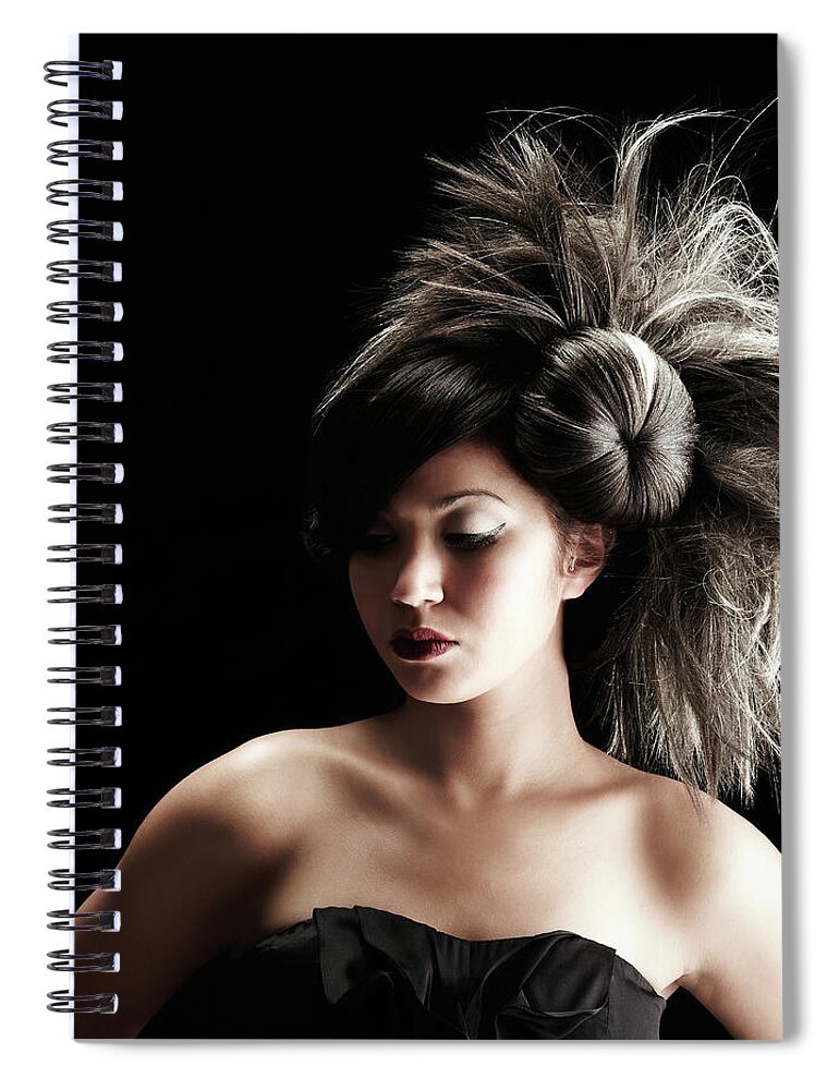 Cool Attitude Spiral Notebook featuring the photograph Young Adult Female With Eyes Closed And by Gspictures