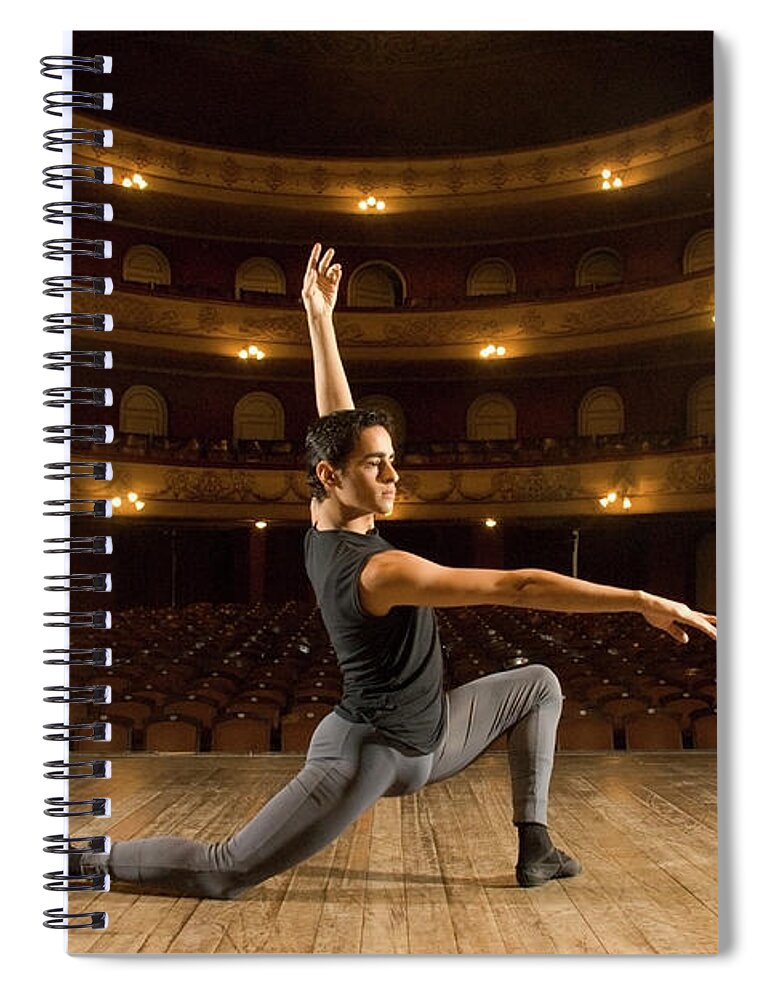 People Spiral Notebook featuring the photograph Young Dancer Posing On Stage by Hans Neleman