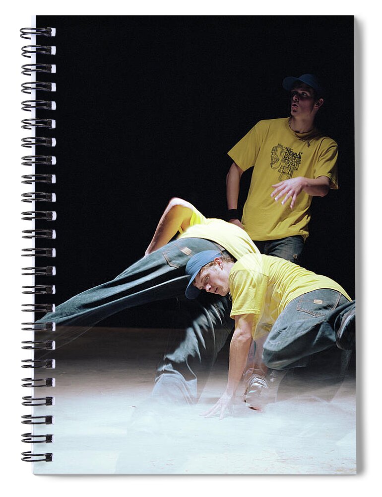 Baseball Cap Spiral Notebook featuring the photograph Young Man Breakdancing Long Exposure by Ryan Mcvay