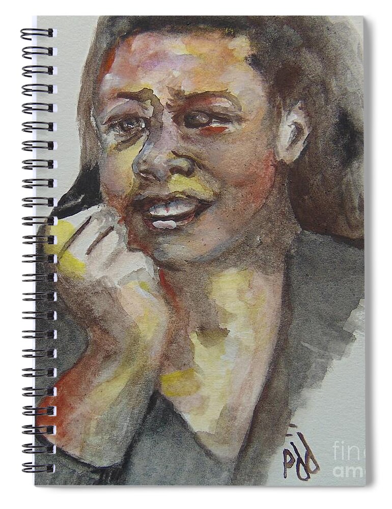 Maya Angelou Spiral Notebook featuring the painting Young Maya by Saundra Johnson